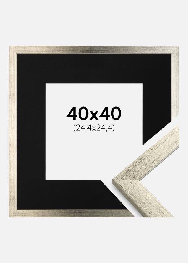 Cadre Stilren Argent 40x40 cm - Passe-partout Noir 10x10 pouces