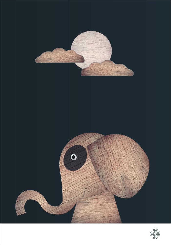 Wood elephant Dark Poster