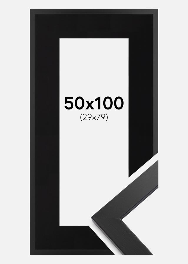 Cadre Black Wood 50x100 cm - Passe-partout Noir 30x80 cm