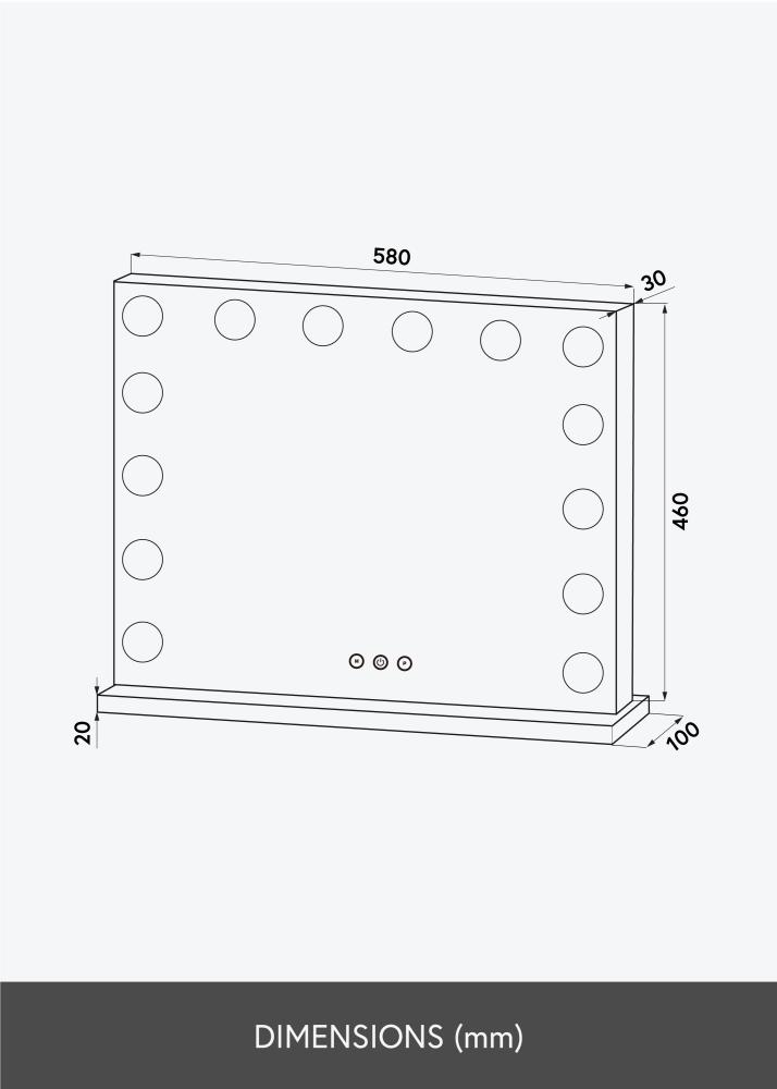 KAILA Miroir de maquillage Base LED 14 Argent 56x46 cm