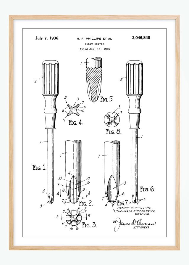 Dessin de brevet - Tournevis - Poster