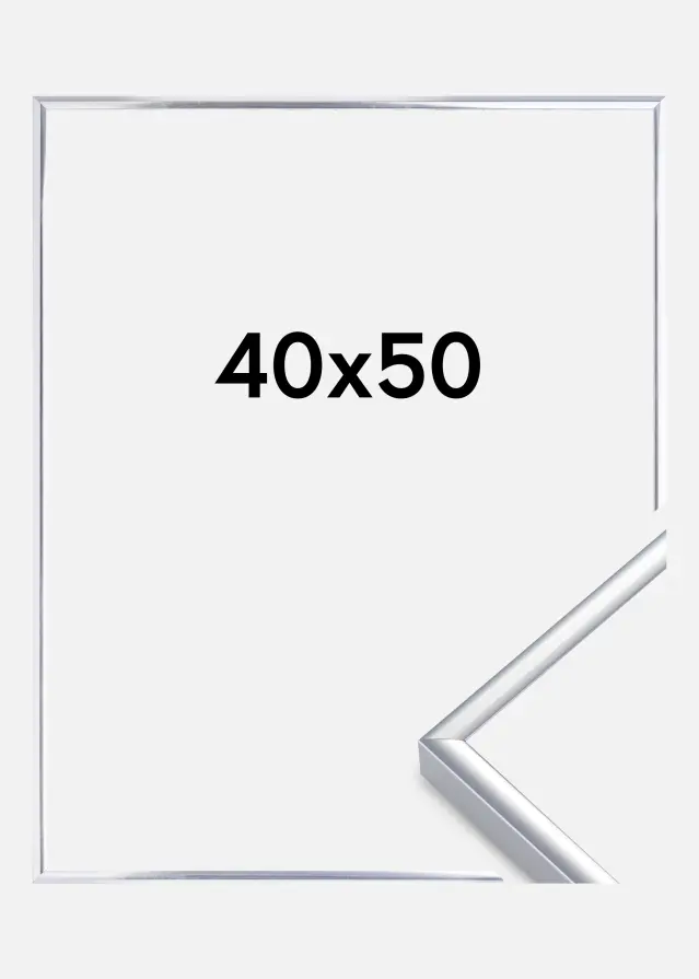 Cadre Aluminium Verre Acrylique Brillant Argent 40x50 cm