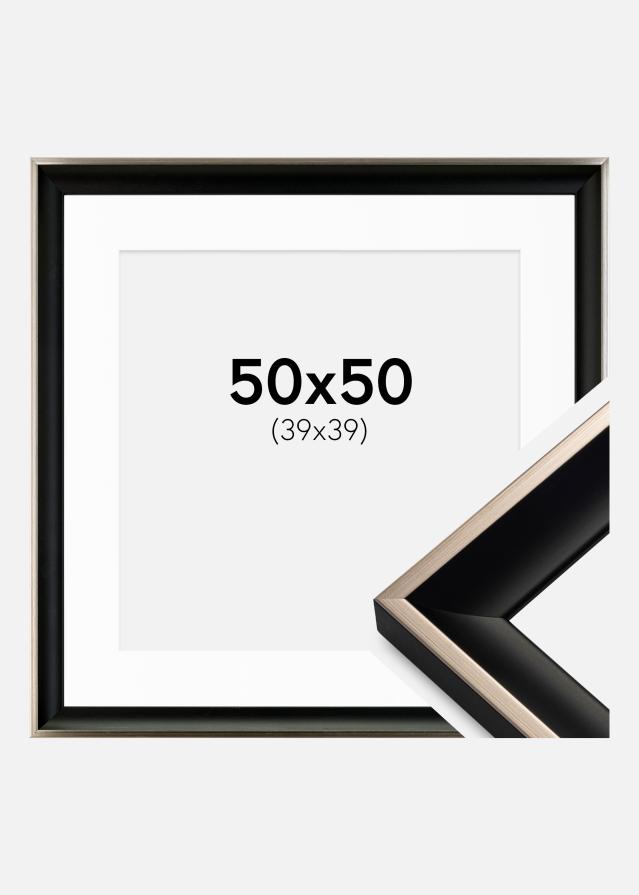 Cadre Öjaren Noir-Argent 50x50 cm - Passe-partout Blanc 40x40 cm