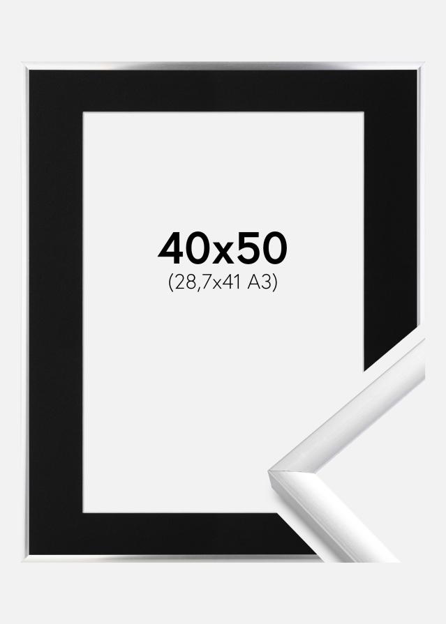 Cadre New Lifestyle Argent 40x50 cm - Passe-partout Noir 29,7x42 cm (A3)