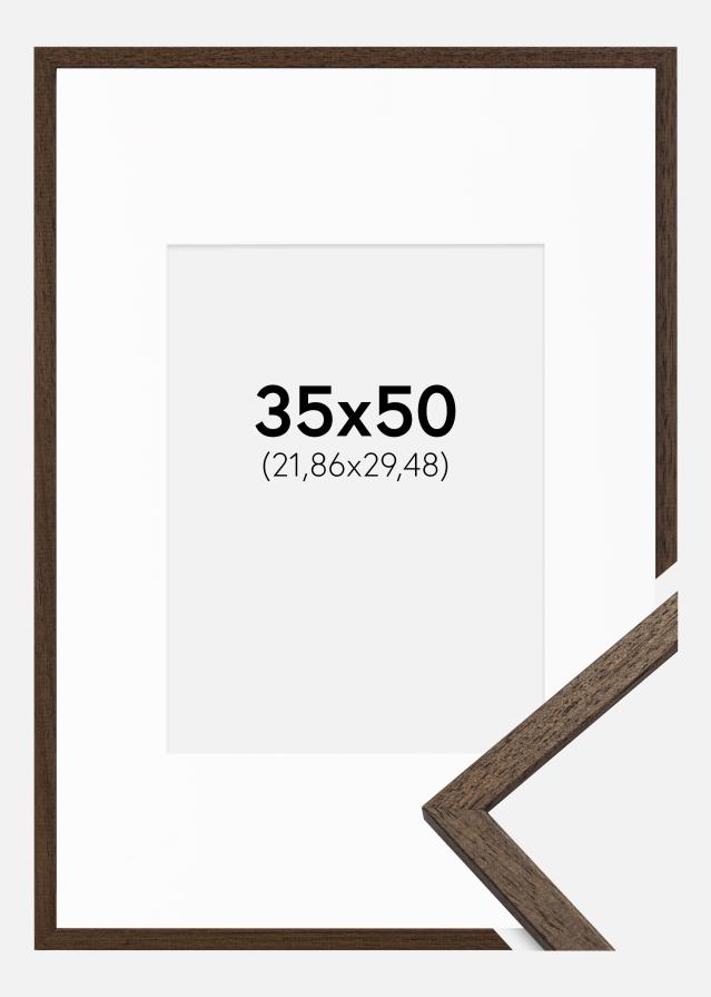 Cadre Edsbyn Noyer 35x50 cm - Passe-partout Blanc 9x12 pouces