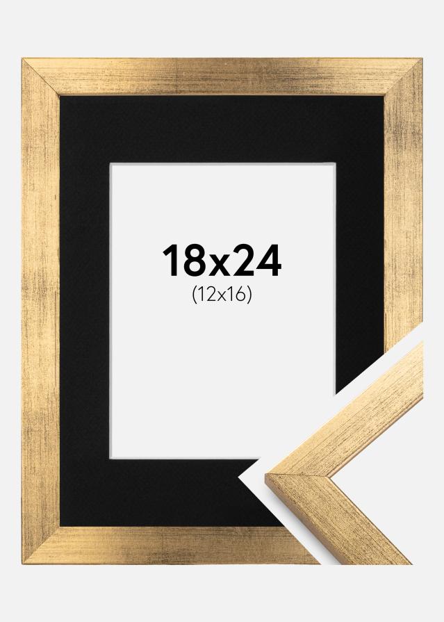 Cadre Stilren Or 18x24 cm - Passe-partout Noir 13x17 cm
