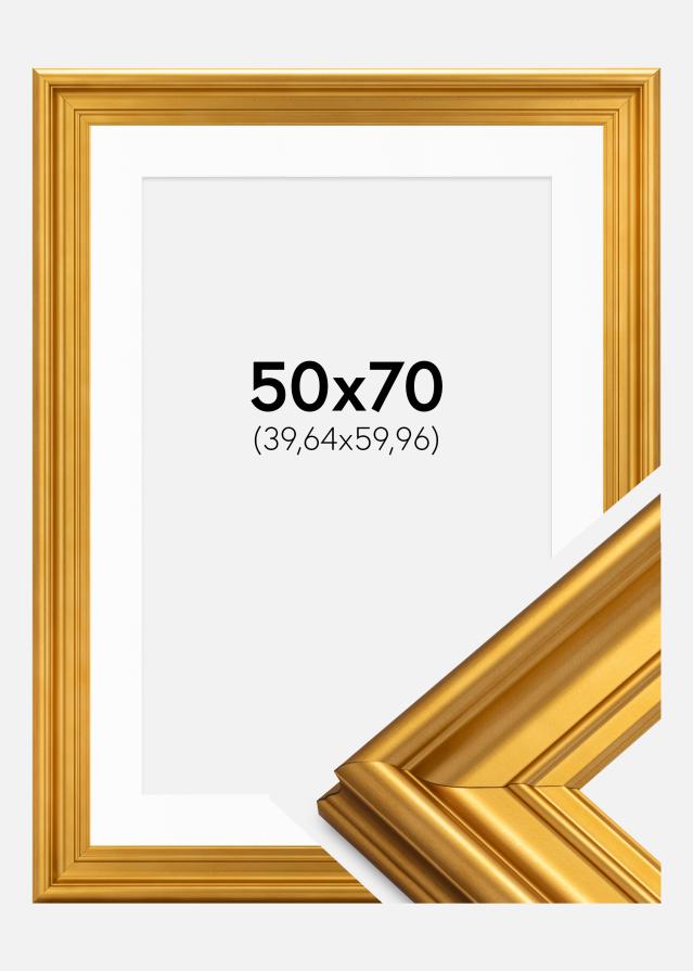 Cadre Mora Premium Or 50x70 cm - Passe-partout Blanc 16x24 inches