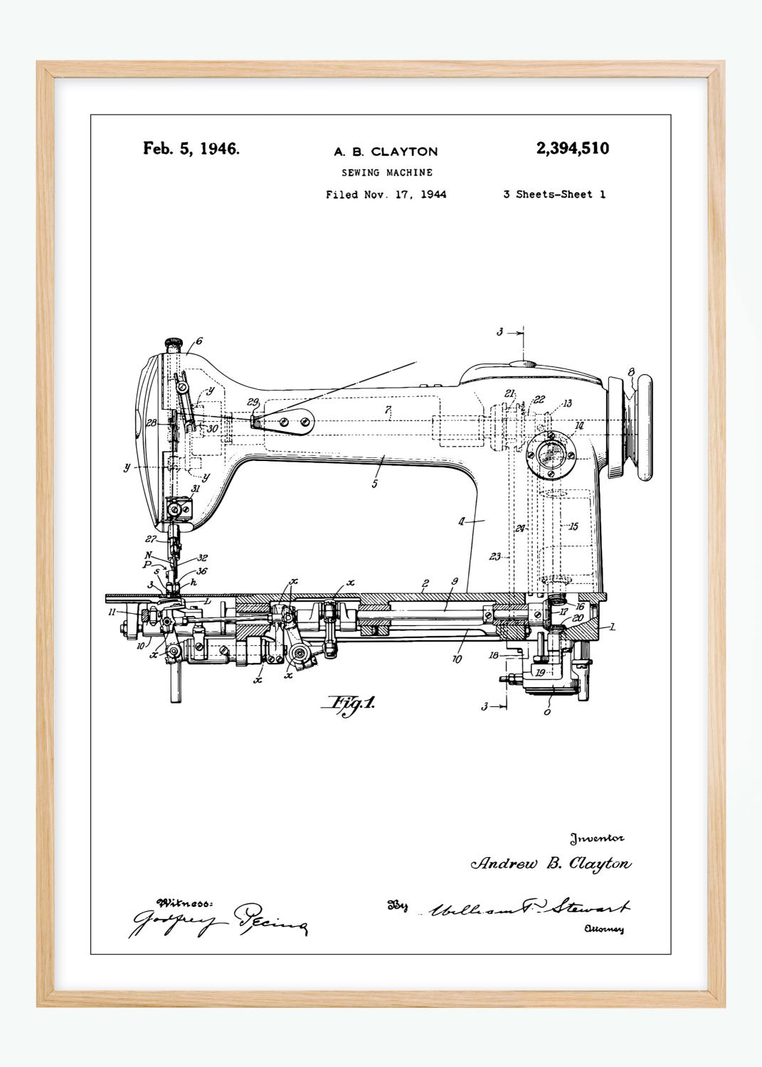Product Image for Dessin de brevet - Machine à coudre I Poster (40x50 cm)