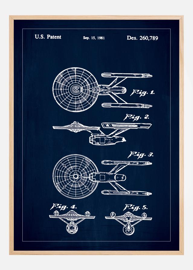 Dessin de brevet - Star Trek - USS Enterprise - Bleu Poster