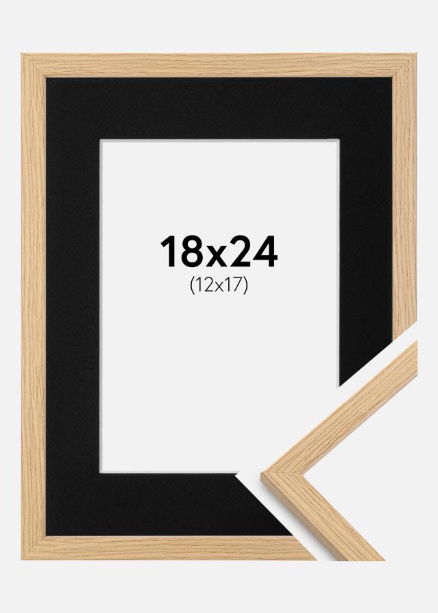 Cadre Galant Chêne 18x24 cm - Passe-partout Noir 13x18 cm