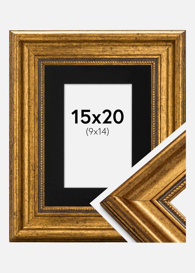 Cadre Rococo Or 15x20 cm - Passe-partout Noir 10x15 cm