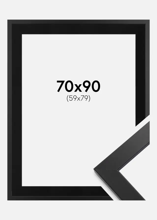 Cadre Black Wood 70x90 cm - Passe-partout Noir 60x80 cm