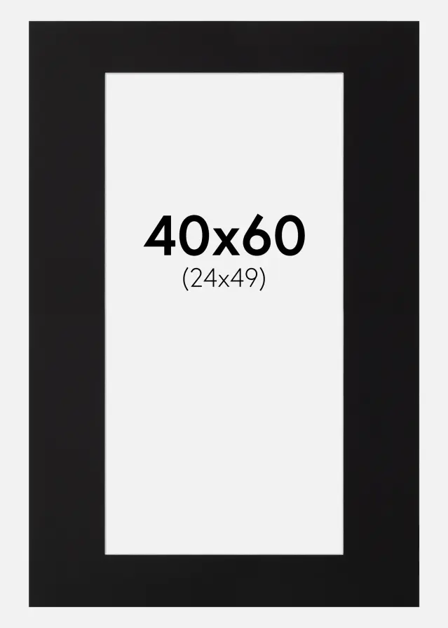 Passe-partout Noir Standard (noyau blanc) 40x60 (24x49)