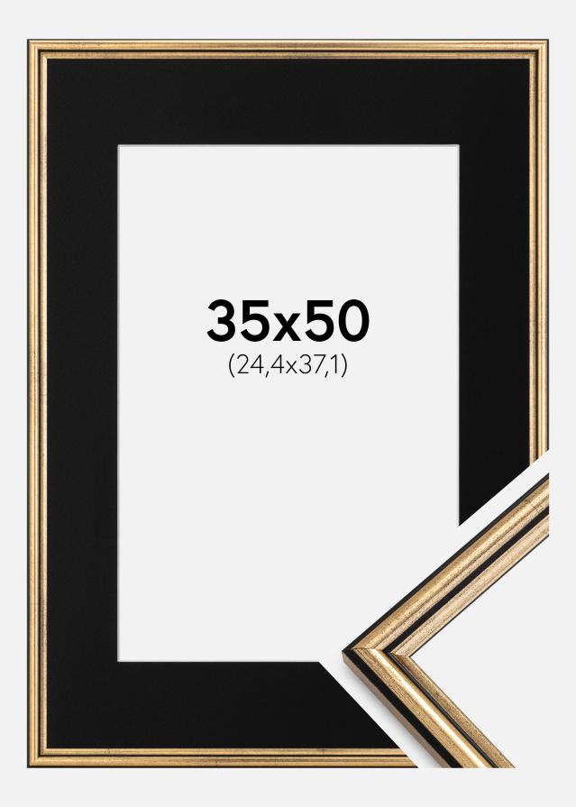Cadre Horndal Or 35x50 cm - Passe-partout Noir 10x15 pouces