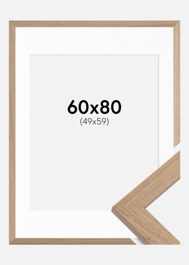 Cadre Trendline Chêne 60x80 cm - Passe-partout Blanc 50x60 cm