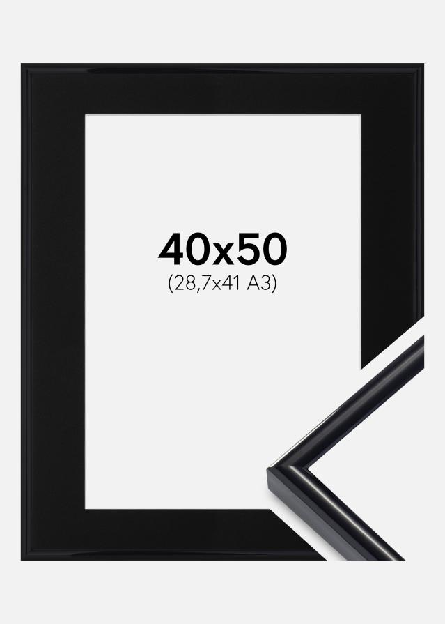 Cadre Victoria Noir 40x50 cm - Passe-partout Noir 29,7x42 cm (A3)
