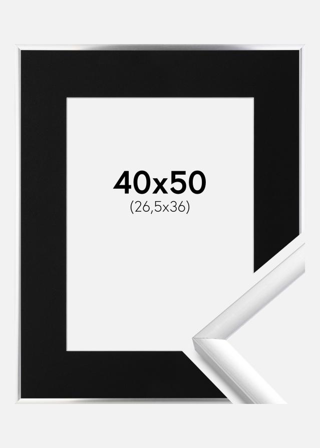 Cadre New Lifestyle Argent 40x50 cm - Passe-partout Noir 27,5x37 cm