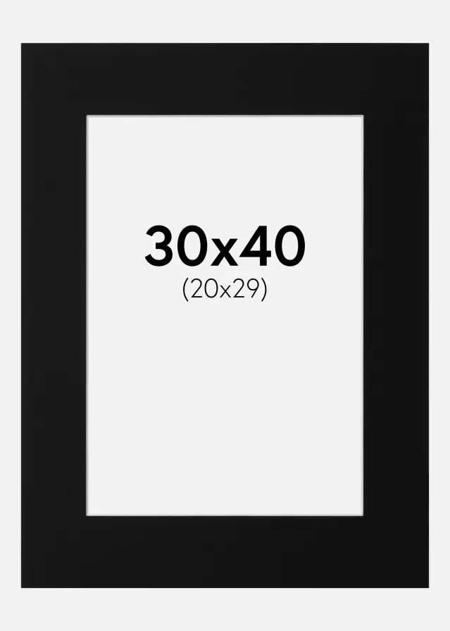 Passe-partout Noir Standard (noyau blanc) 30x40 cm (20x29)