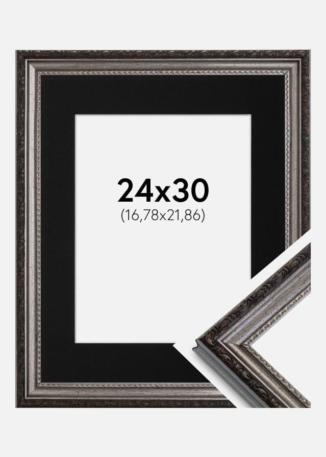 Cadre Abisko Argent 24x30 cm - Passe-partout Noir 7x9 pouces