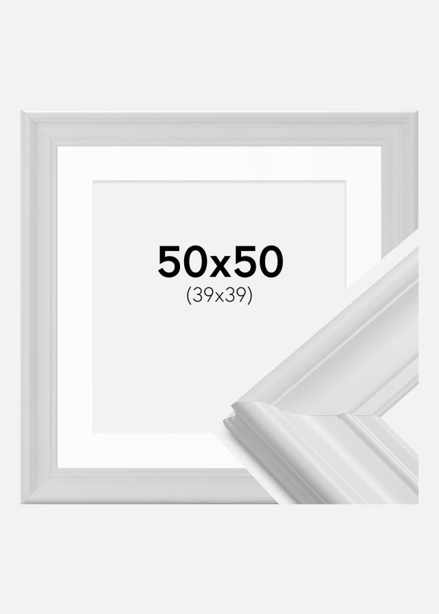 Cadre Mora Premium Blanc 50x50 cm - Passe-partout Blanc 40x40 cm