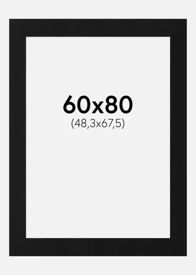 Passe-partout Noir Standard (noyau blanc) 60x80 cm (48,3x67,5)