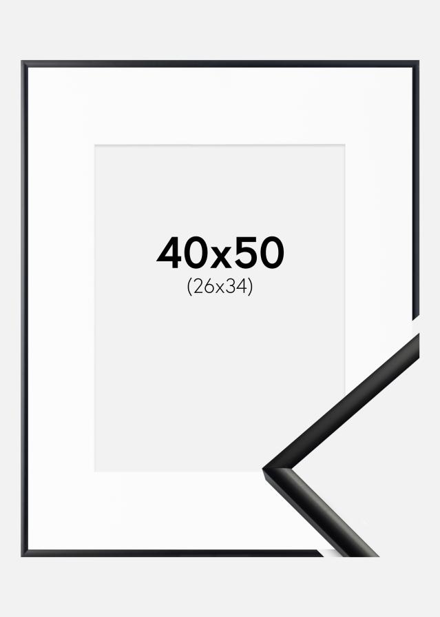 Cadre New Lifestyle Mat Noir 40x50 cm - Passe-partout Blanc 27x35 cm