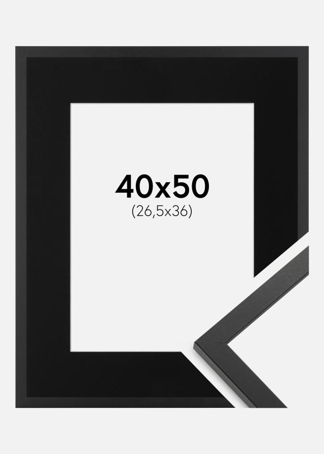 Cadre Trendy Noir 40x50 cm - Passe-partout Noir 27,5x37 cm