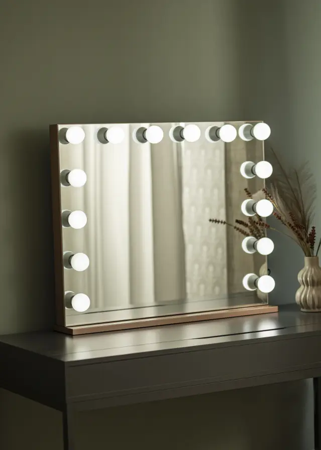 KAILA Miroir de maquillage Hollywood Edge 14 E27 Or rosé 80x65 cm