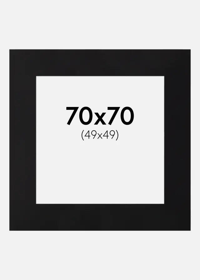 Passe-partout XL Noir (noyau blanc) 70x70 cm (49x49)