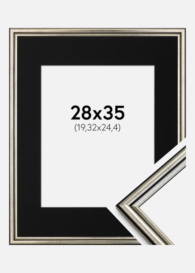 Cadre Horndal Argent 28x35 cm - Passe-partout Noir 8x10 pouces