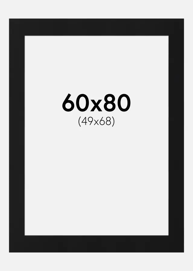 Passe-partout Noir Standard (noyau blanc) 60x80 cm (49x68)