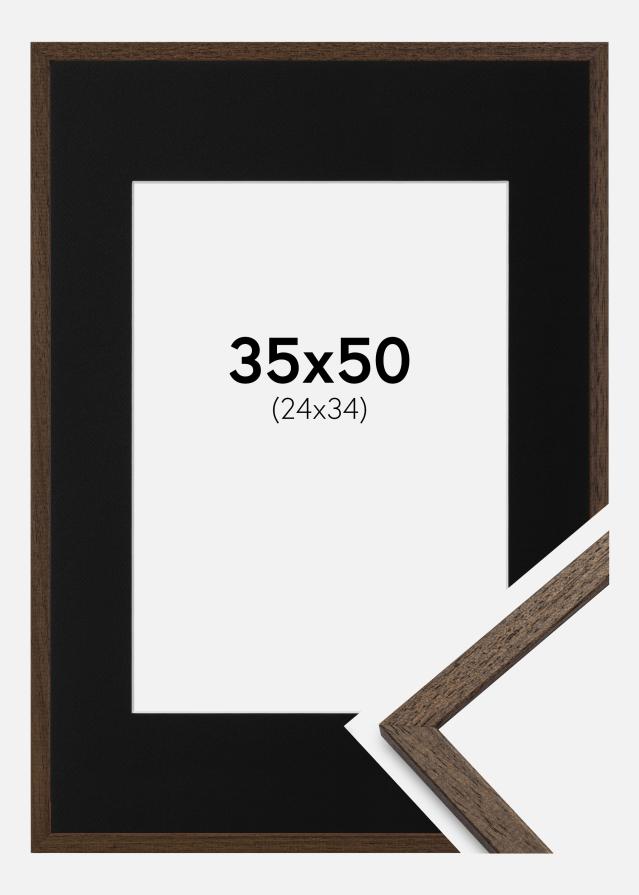 Cadre Edsbyn Noyer 35x50 cm - Passe-partout Noir 25x35 cm