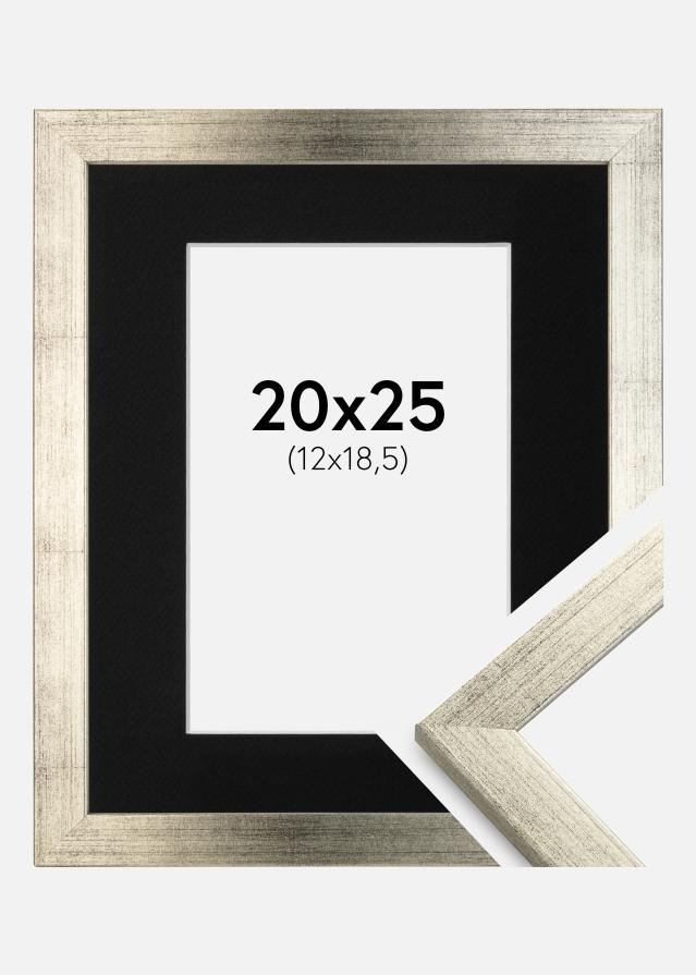 Cadre Stilren Argent 20x25 cm - Passe-partout Noir 13x19,5 cm