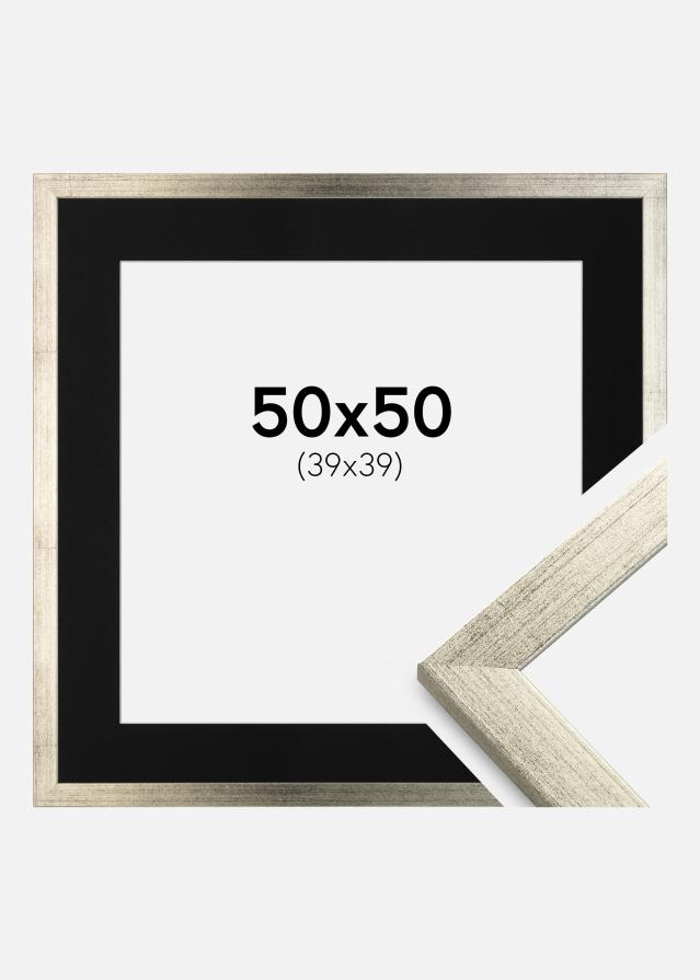Cadre Stilren Argent 50x50 cm - Passe-partout Noir 40x40 cm