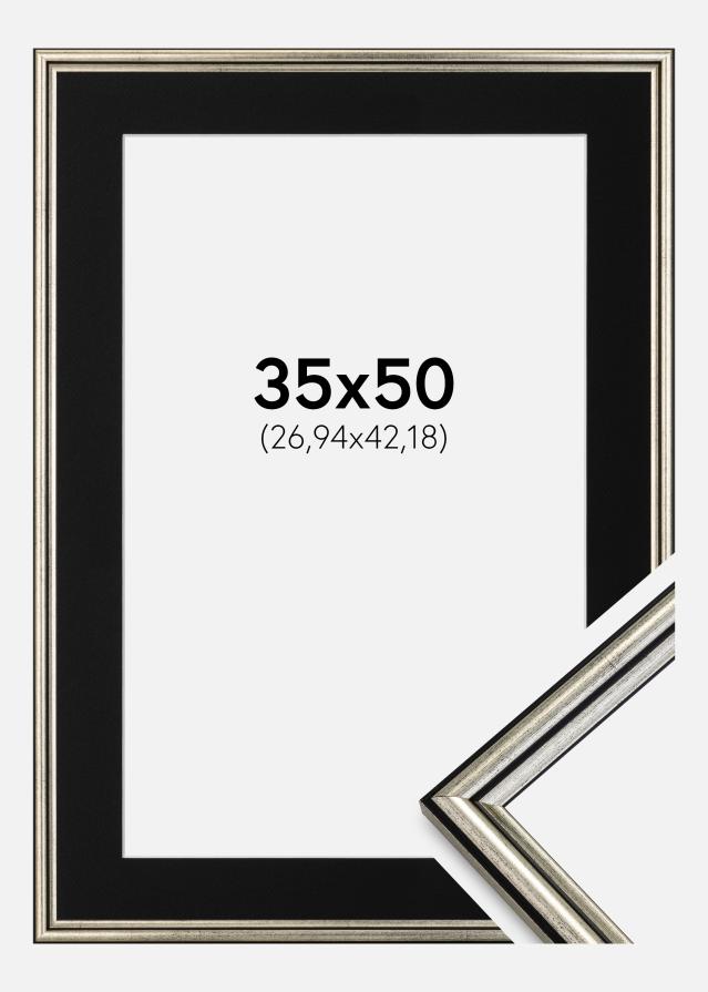 Cadre Horndal Argent 35x50 cm - Passe-partout Noir 11x17 pouces