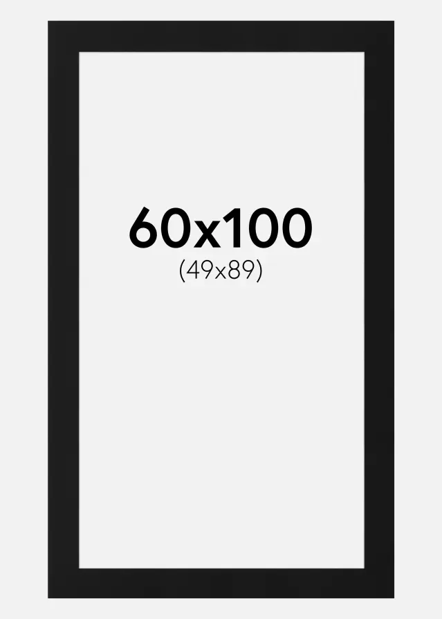 Passe-partout Noir Standard (noyau blanc) 60x100 cm (49x89)