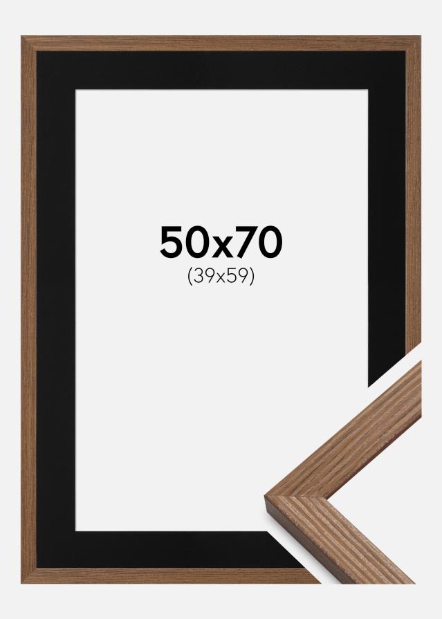 Cadre Fiorito Chêne Foncé 50x70 cm - Passe-partout Noir 40x60 cm