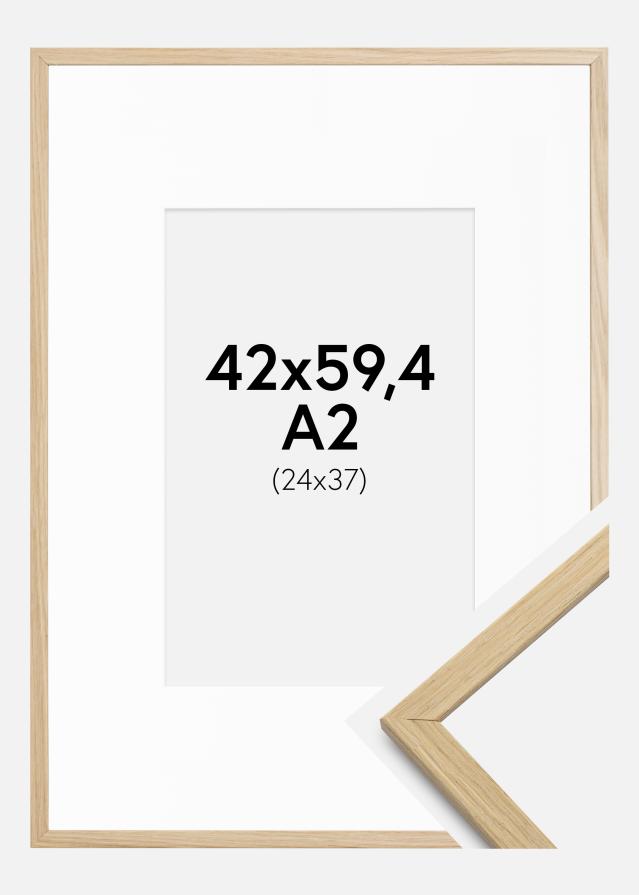 Cadre Edsbyn Chêne 42x59,4 cm (A2) - Passe-partout Blanc 25x38 cm