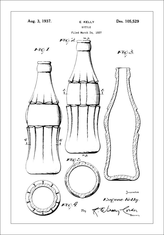 Dessin de brevet - Bouteille Coca Cola - Poster