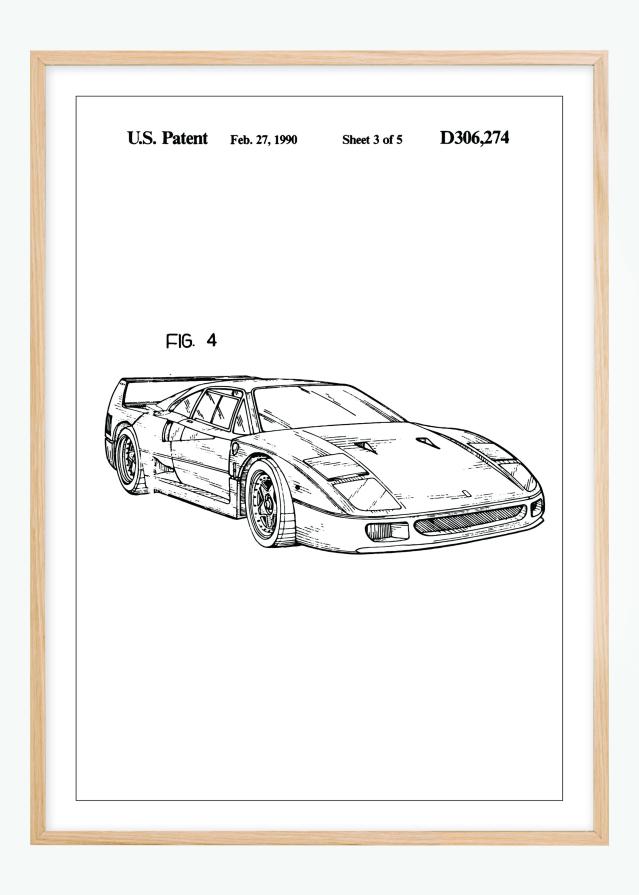 Dessin de brevet - Ferrari F40 II Poster