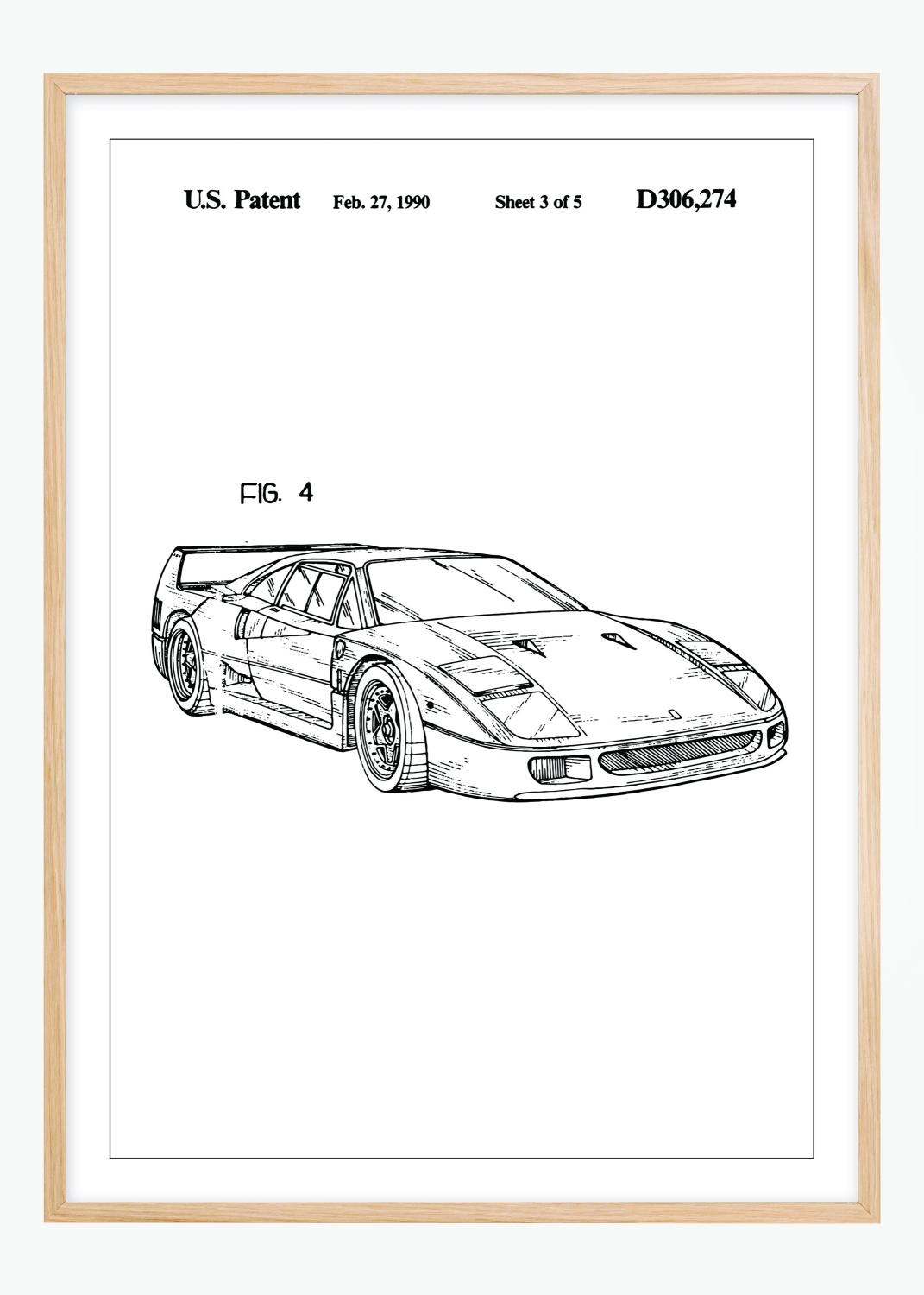 Product Image for Dessin de brevet - Ferrari F40 II Poster (21x29,7 cm (A4))