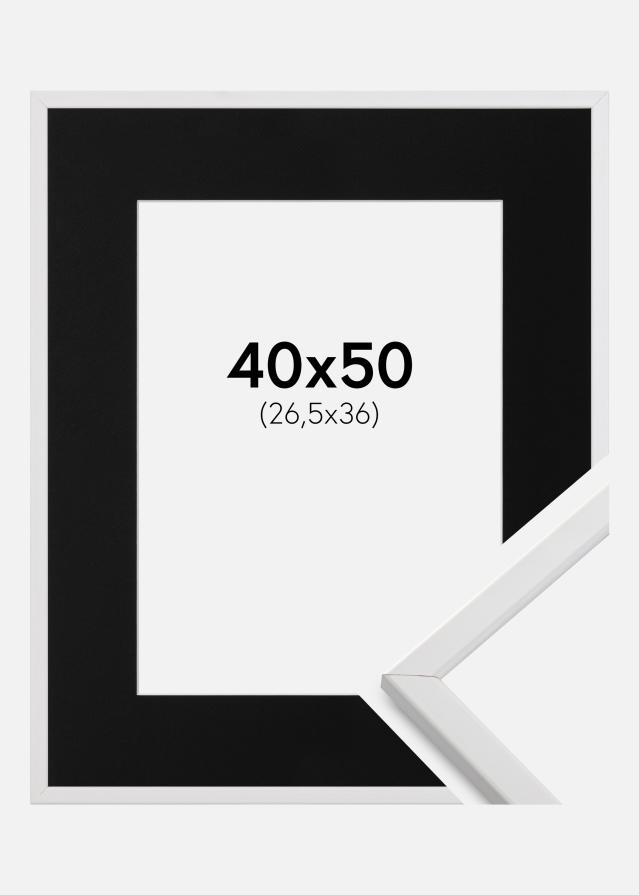 Cadre Galant Blanc 40x50 cm - Passe-partout Noir 27,5x37 cm