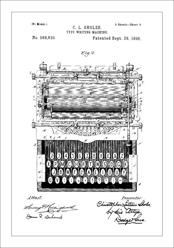 Dessin de brevet - Machine à écrire - Poster