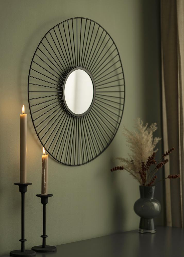 KAILA Miroir rond Lines - Noir diamètre 60 cm