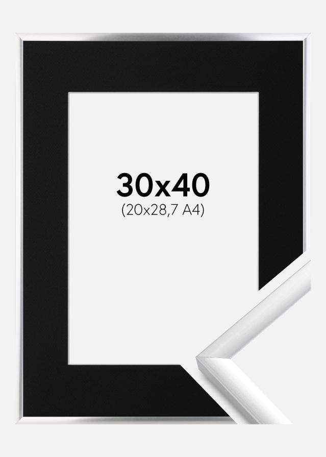 Cadre New Lifestyle Argent 30x40 cm - Passe-partout Noir 21x29,7 cm (A4)