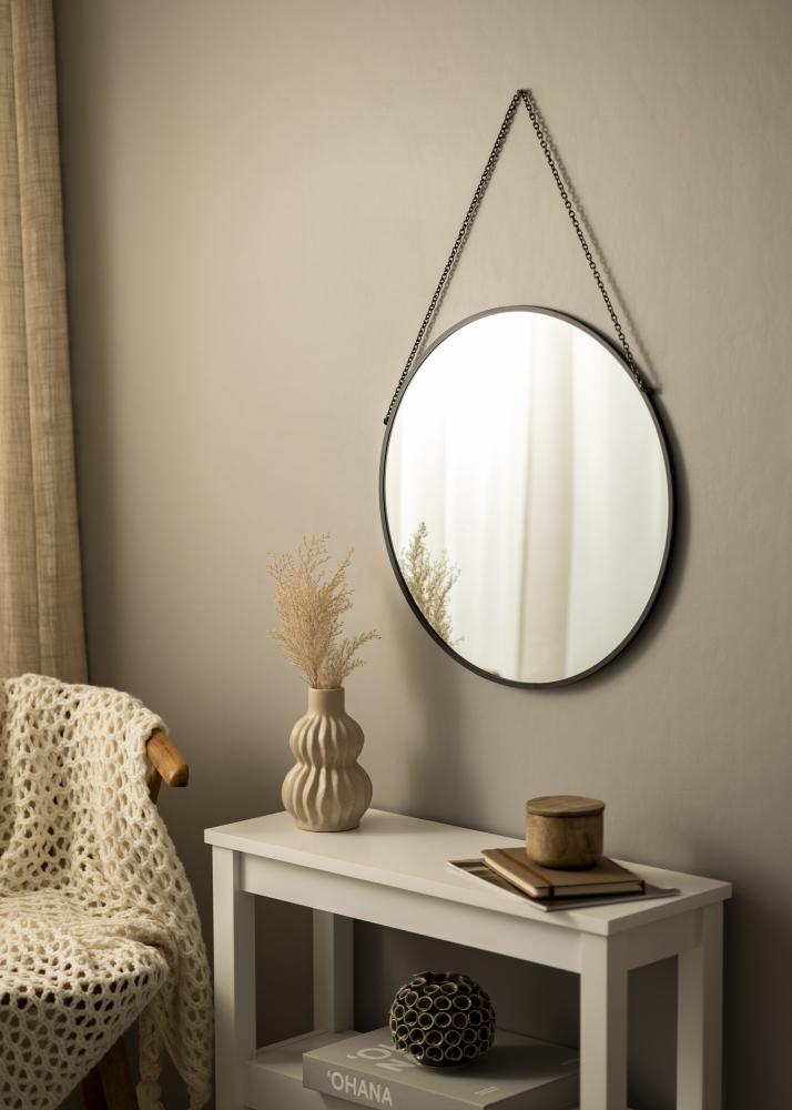 Miroir rond Modern Noir 51 cm Ø
