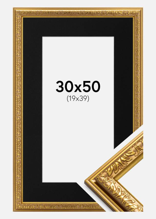 Cadre Nostalgia Or 30x50 cm - Passe-partout Noir 20x40 cm