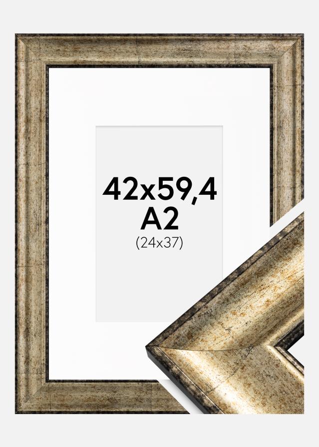 Cadre Saltsjöbaden Or antique 42x59,4 cm (A2) - Passe-partout Blanc 25x38 cm