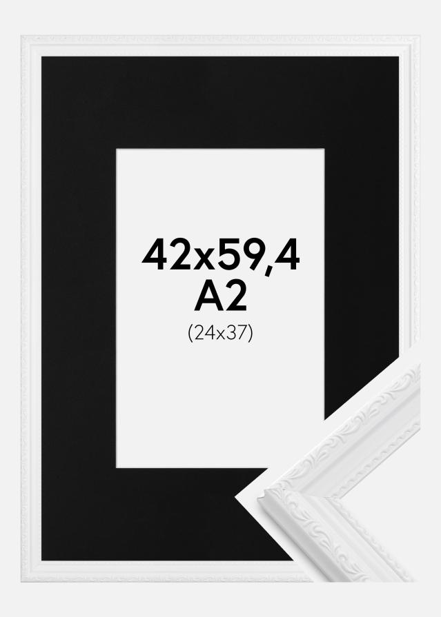 Cadre Abisko Blanc 42x59,4 cm (A2) - Passe-partout Noir 25x38 cm