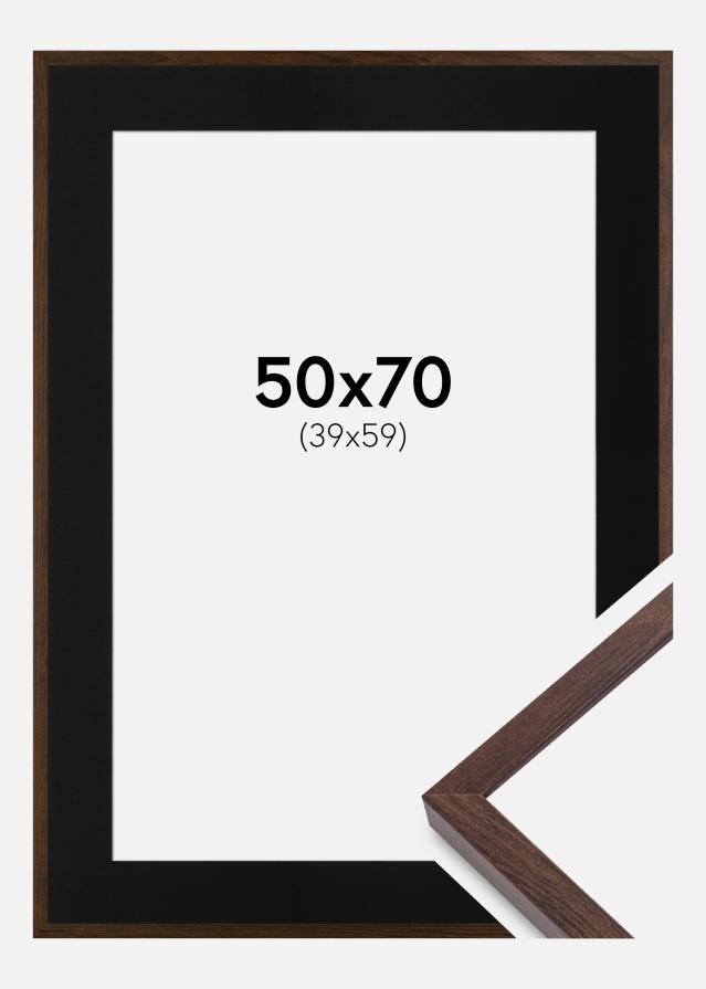 Cadre E-Line Noyer 50x70 cm - Passe-partout Noir 40x60 cm